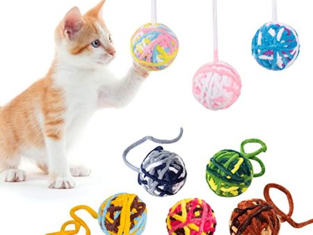 8 Pack Colorful Woolen Yarn Ball with Bell for Cat Supply