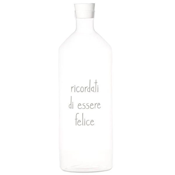 Bottiglia in Vetro Borosilicato Serigrafata - Ricordati di Essere Felice Fashion