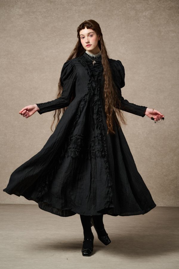 Elizabeth 15 | Black Victorian Linen Dress For Sale