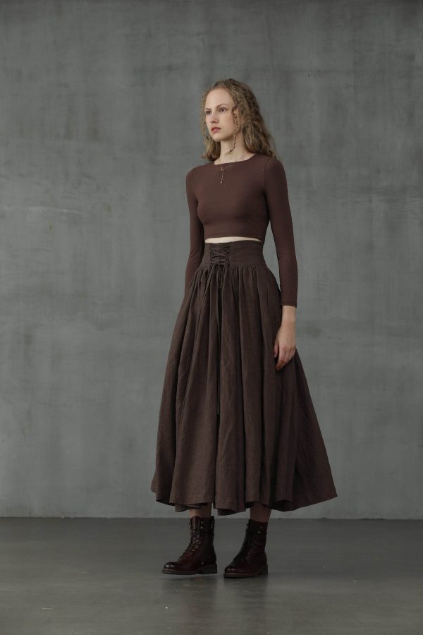 Christmas Tea Dance 5 | Lace-up Maxi Linen Skirt Online now