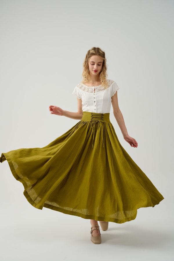 Tea Dance 5 | Lace-up Maxi Linen Skirt Cheap