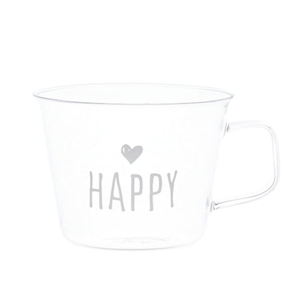 Set 2 Tazze in Vetro Borosilicato Serigrafate - Happy Online Sale