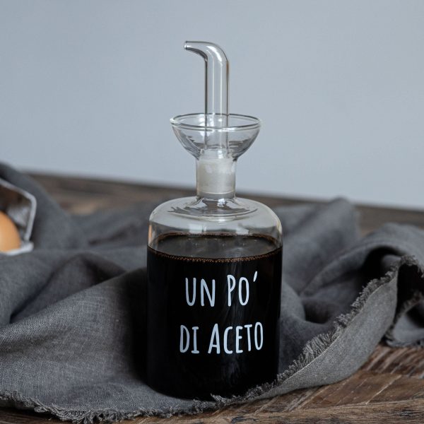 Bottiglia Aceto in Vetro Borosilicato Serigrafata - Un po  Di Aceto Sale