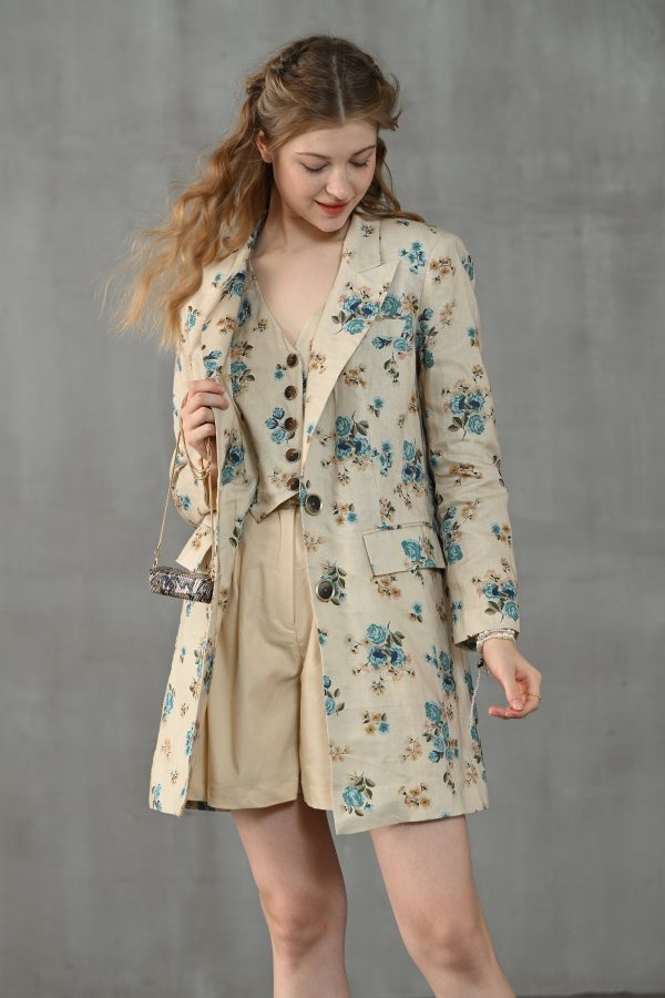 Rococo Light 11 | 100% linen corset trench coat For Cheap