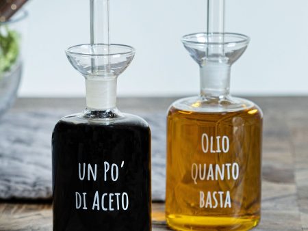 Set 2 Bottiglie in Vetro Borosilicato Serigrafate - Olio e Aceto Online now