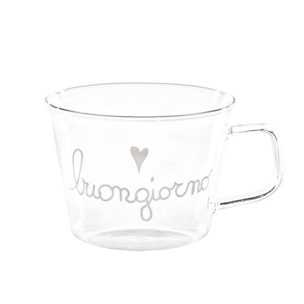 Set 2 Tazze in Vetro Borosilicato Serigrafate - Buongiorno Fashion