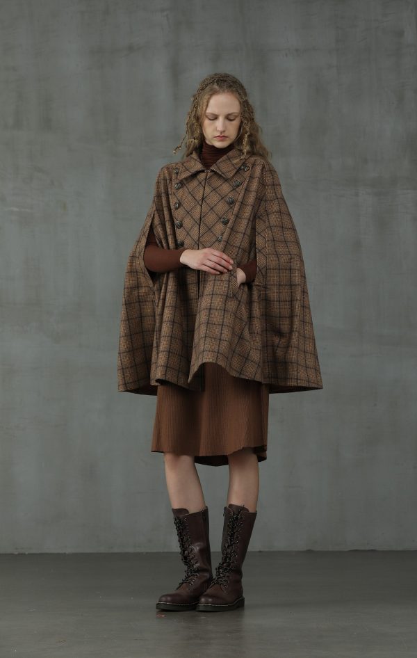 Sensibility 13 | tartan wool cape coat Online