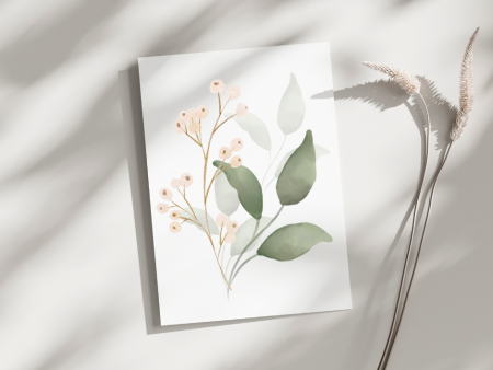 Branch w  Berries - Blank Greeting Card For Sale