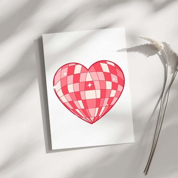 Disco Heart - Blank Greeting Card Hot on Sale