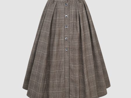 Santal 3 | Retro Plaid Midi Wool Skirt Discount