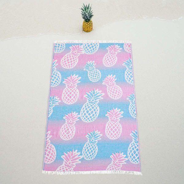 Telo Mare Fouta in Puro Cotone Jacquard Doubleface - Pineapple on Sale