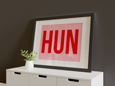 HUN Red on Pink Art Print. For Sale