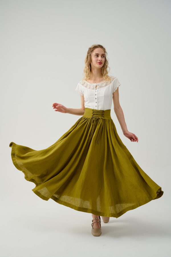 Tea Dance 5 | Lace-up Maxi Linen Skirt Cheap