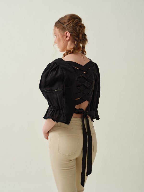 Vetiver 33 | Cross back linen blouse top Fashion