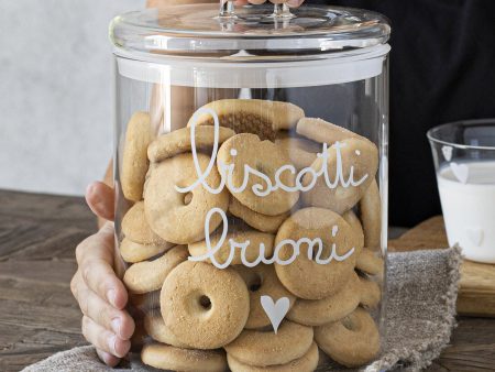 Biscottiera in Vetro Borosilicato Serigrafato - Biscotti Buoni Online Sale