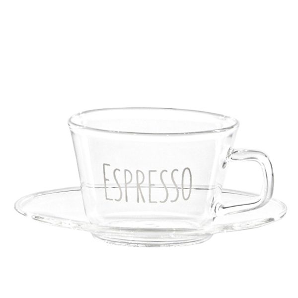 Set 2 Tazzine in Vetro Borosilicato Serigrafate - Espresso Discount