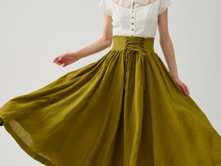 Tea Dance 5 | Lace-up Maxi Linen Skirt Cheap