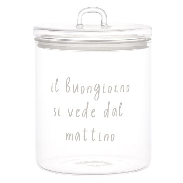 Barattolo in Vetro Borosilicato Serigrafato - Il buongiorno si vede dal mattino Fashion