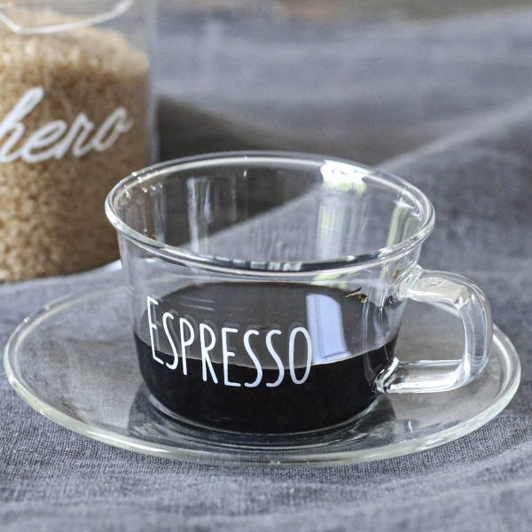 Set 2 Tazzine in Vetro Borosilicato Serigrafate - Espresso Discount