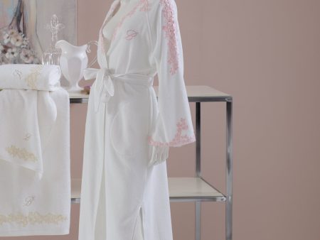 Accappatoio Kimono in Spugna di Cotone con Inserti Macramè - Ivonne Sale