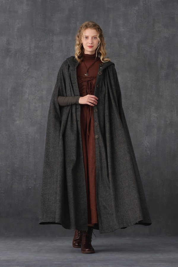 ARIEL 14 | HOODED WOOL CLOAK COAT on Sale