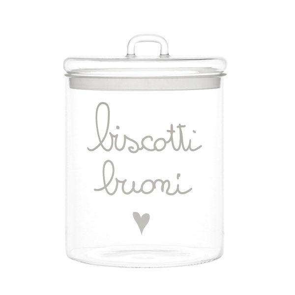 Biscottiera in Vetro Borosilicato Serigrafato - Biscotti Buoni Online Sale