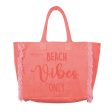 Borsa Mare o Trousse in Puro Cotone con Frangette - Beach Vibes Online Sale