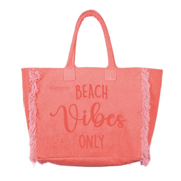 Borsa Mare o Trousse in Puro Cotone con Frangette - Beach Vibes Online Sale