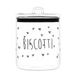 Biscottiera in Vetro Borosilicato Serigrafato - Biscotti Cuori on Sale