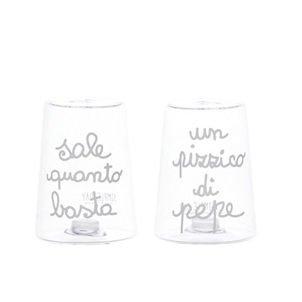 Set Sale e Pepe in Vetro Borosilicato Serigrafato - Sale e Pepe For Sale