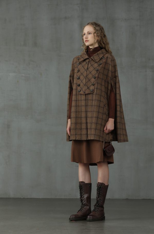 Sensibility 13 | tartan wool cape coat Online