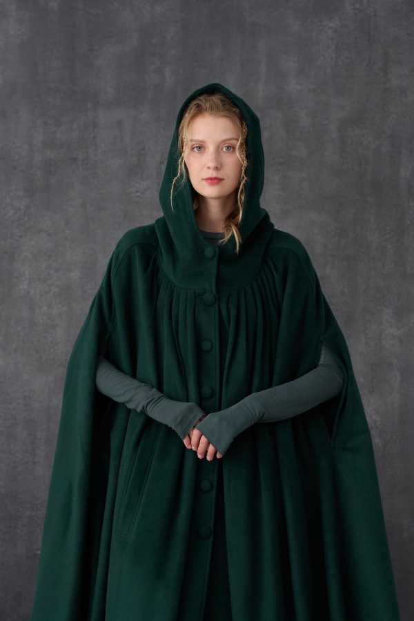 ARIEL 14 | HOODED WOOL CLOAK COAT Online Hot Sale