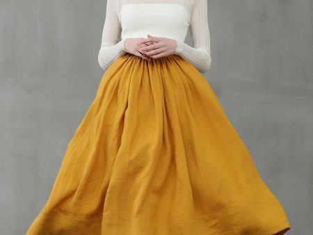 Daisy 03 | mustard yellow linen skirt Online Sale