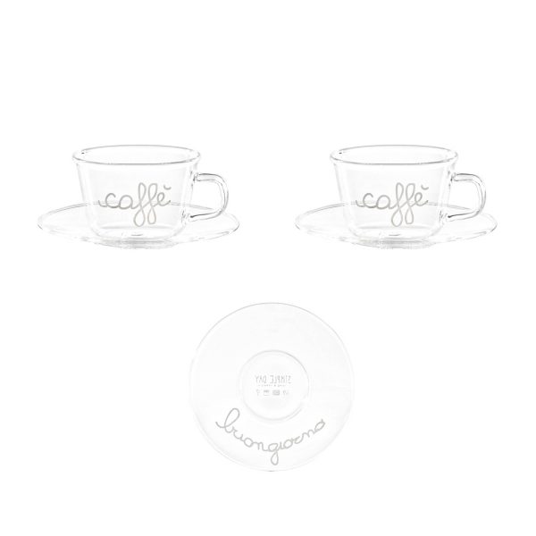 Set 2 Tazzine in Vetro Borosilicato Serigrafate - Caffè Buongiorno Online Hot Sale