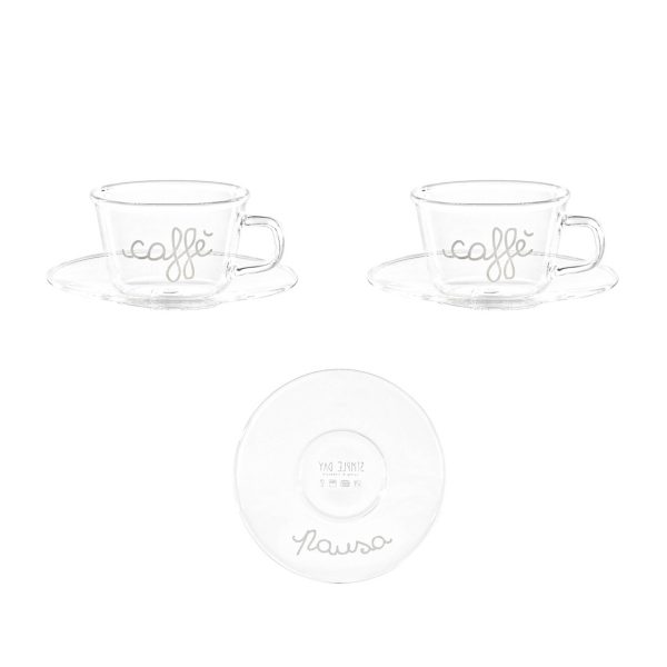 Set 2 Tazzine in Vetro Borosilicato Serigrafate - Pausa Caffè Online