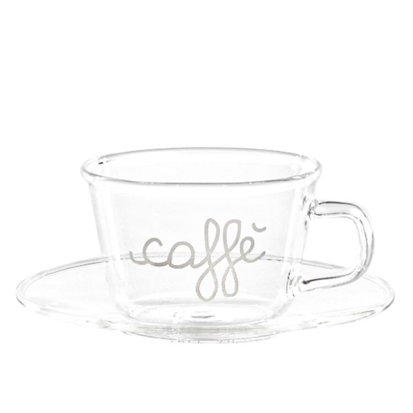 Set 2 Tazzine in Vetro Borosilicato Serigrafate - Pausa Caffè Online