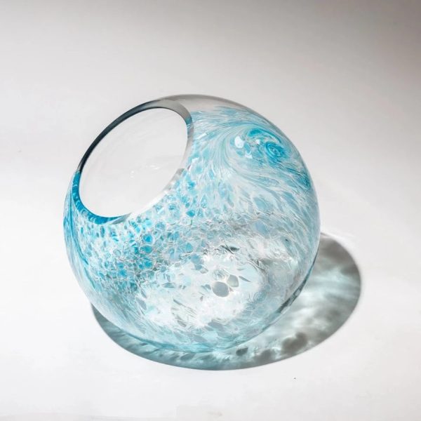 Blown Glass Art Terrarium 10  Aqua Discount