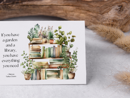 A Library and a Garden - Blank Greeting Card For Sale