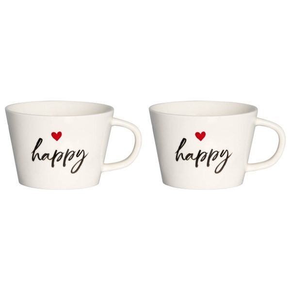 Set 2 Tazze Colazione in Grès - Happy Online Hot Sale