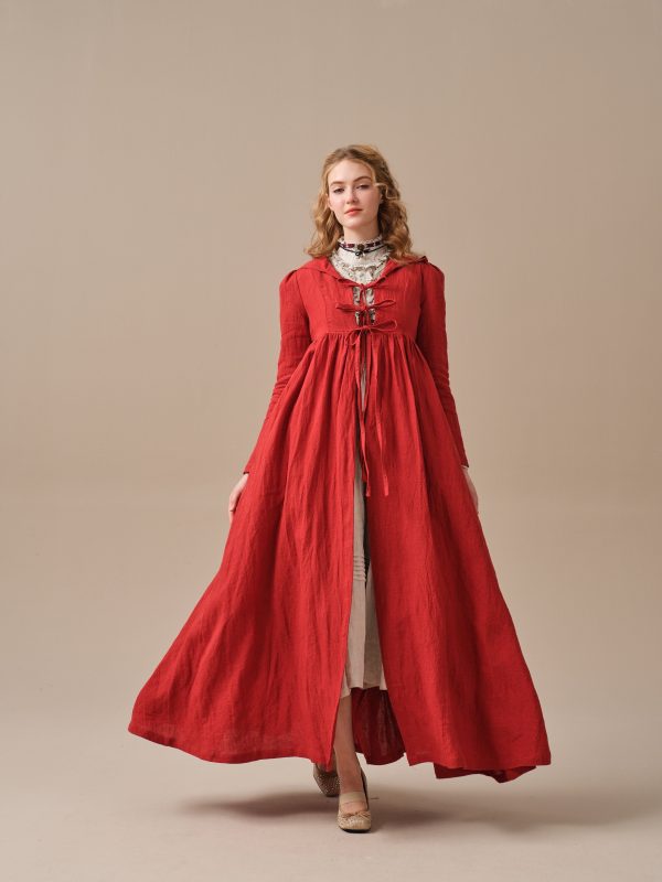 Jane 31 | hooded 100% linen coat dress For Cheap