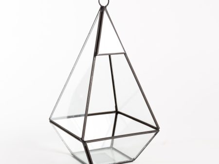 9.5  Black Pyramid Faceted Glass Terrarium For Discount