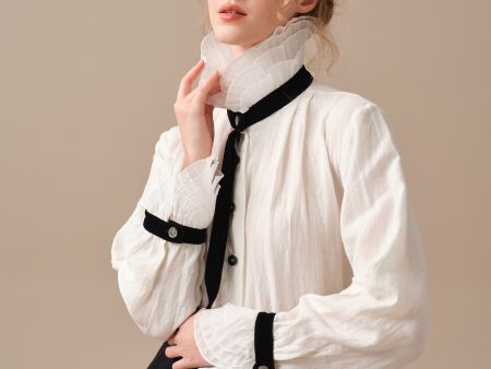 FELICIA 12 | Ruffled White Linen Shirt Online now